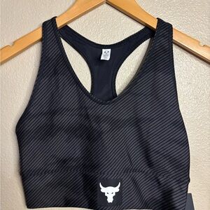NWT Under Armour Project Rock Heat Gear Compression Black Sports Bra size M